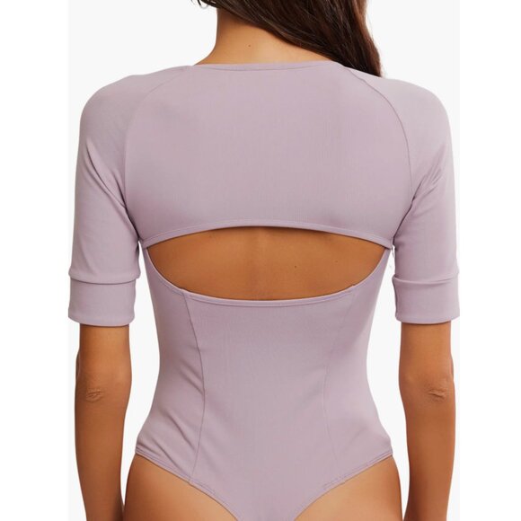 Free People || "Everly" Square Neck Bodysuit || Sea Fog - Picture 3 of 7